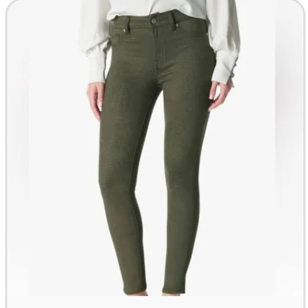 7 For All Mankind - Olive Green Embossed Mid Rise Jegging Pant